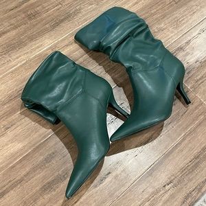 Faux Leather scrunch midi boots